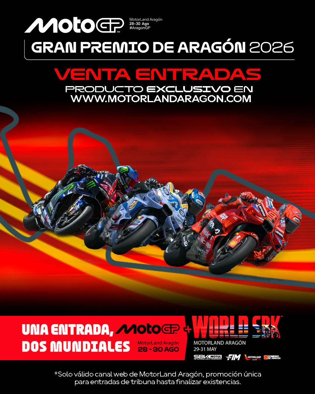Promo Navidad, 2 mundiales con1 entrada GP+WorldSBK 2026 Motorland Aragón