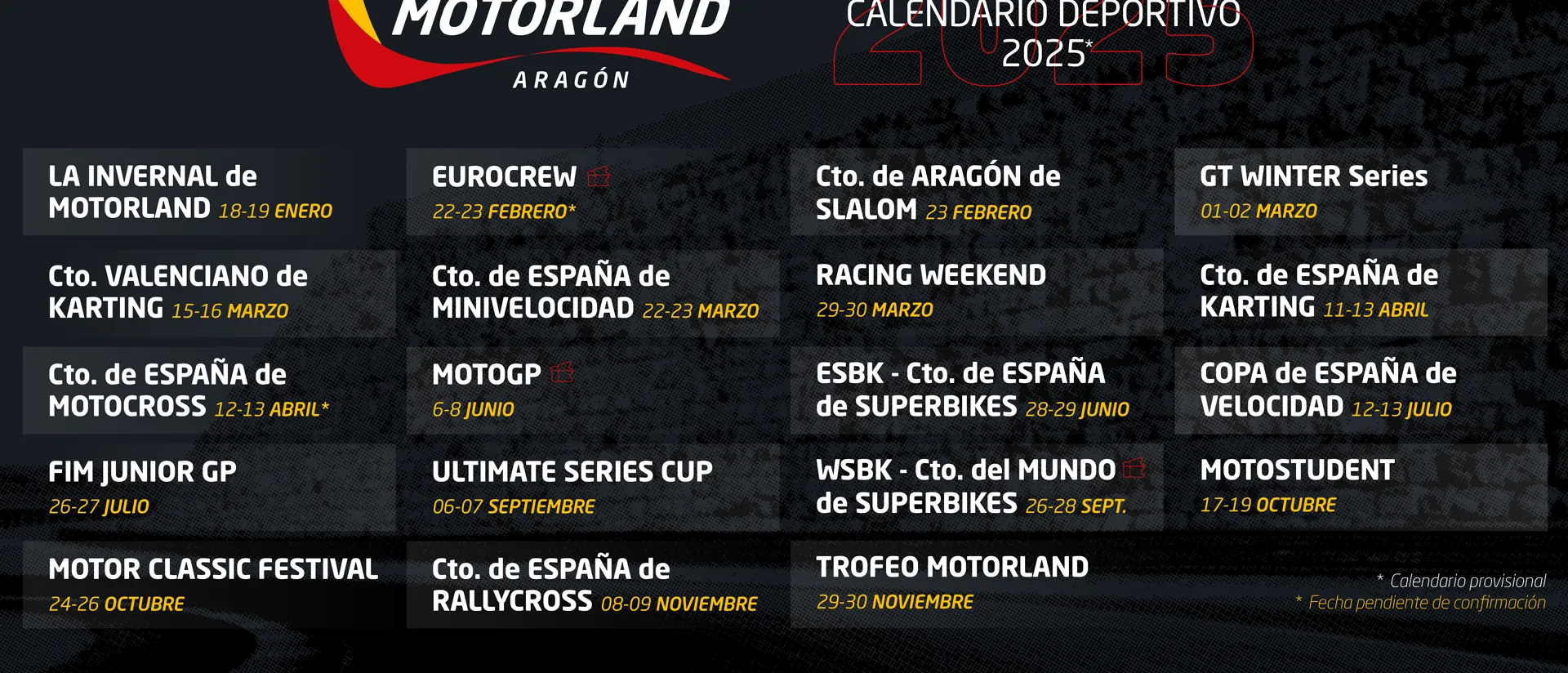 MotorLand Aragón presenta su calendario 2025 con 19 pruebas de gran variedad de disciplinas MotorLand Aragón presenta su calendario 2025 con 19 pruebas de gran variedad de disciplinas