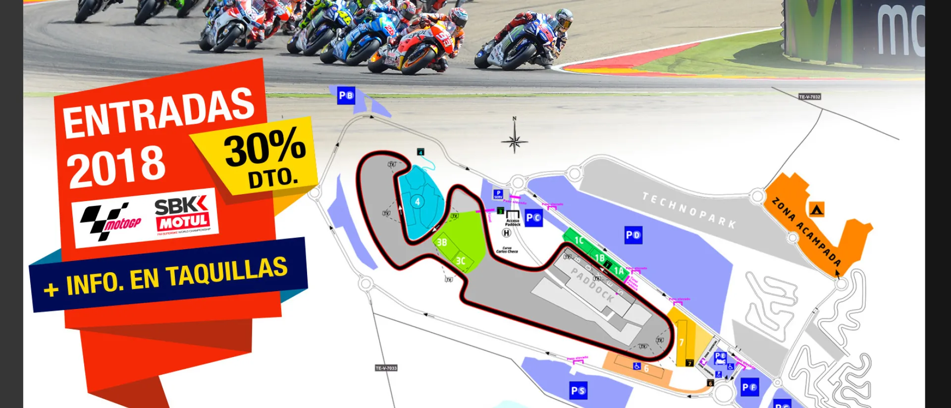 A la venta con un 30% de descuento las entradas para el Gran Premio de Aragón de MotoGP y Superbikes 2018, solo este fin de semana en las taquillas de MotorLand