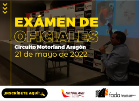 CURSO Y EXAMEN DE OFICIALES DE RUTA_ FADA y sábado 21 de mayo en Motorland Aragón