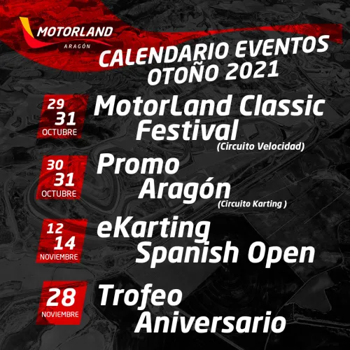 Nuevo calendario deportivo en Motorland Aragón. Continúan las citas deportivas en otoño.