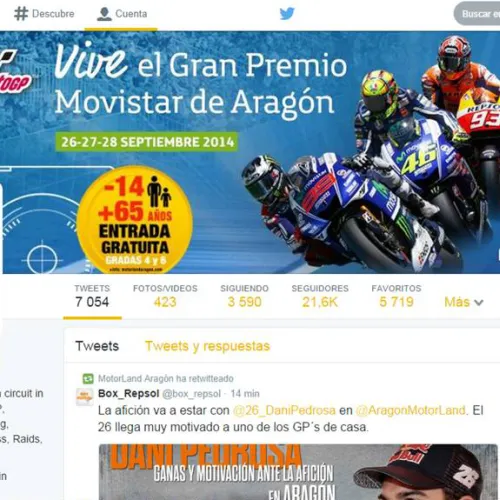 Las carreras del Gran Premio Movistar de Aragón a través de las redes sociales de MotorLand