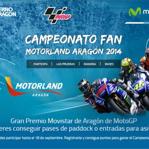 Entradas de paddock y tribuna para el GP Movistar de Aragón de MotoGP, premios del II Concurso Fan MotorLand 
