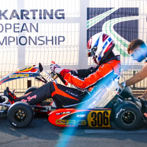 Primer día de lucha contra el crono para los pilotos del Campeonato de Europa de Karting en MotorLand Aragón